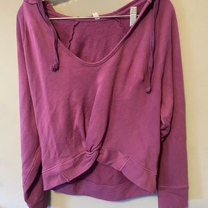 Fabletics hoodie. Tie front with v cut neck like. Purple. Size medium.